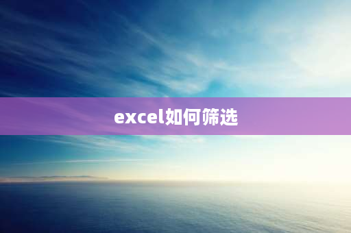 excel如何筛选 excel表格怎么全部筛选？