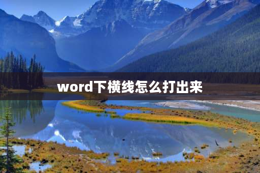 word下横线怎么打出来 word文档怎么添加下横线？