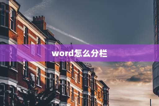 word怎么分栏 word怎么左右分栏？