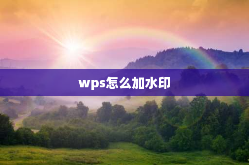 wps怎么加水印 WPs水印怎么设置在自己想要的位置？