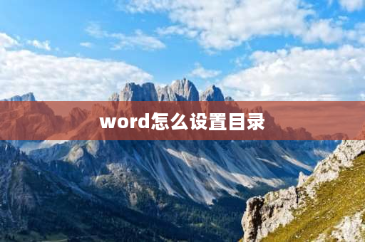 word怎么设置目录 Word怎么改目录？