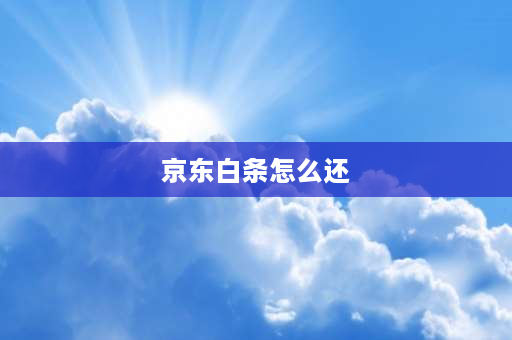 京东白条怎么还 京东白条账单怎么还款？