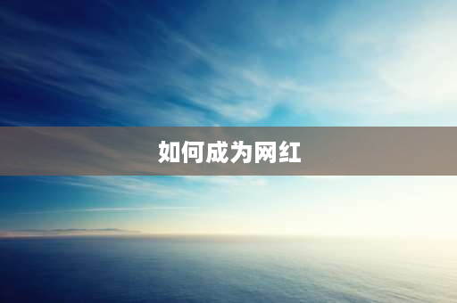 如何成为网红 怎样成为网红？如何才能成为网络红人？