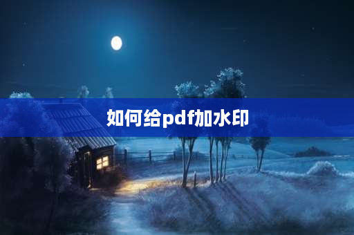 如何给pdf加水印 怎么给PDF文件加水印？