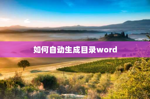 如何自动生成目录word 怎么样使word文档自动生成目录？