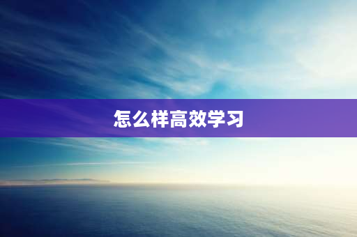 怎么样高效学习 学习效率如何提高？